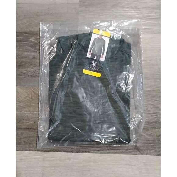 NEW Spyder Hoodie Shirt Mens Size Small Green ProWeb Stretch Performance Active - Picture 2 of 4